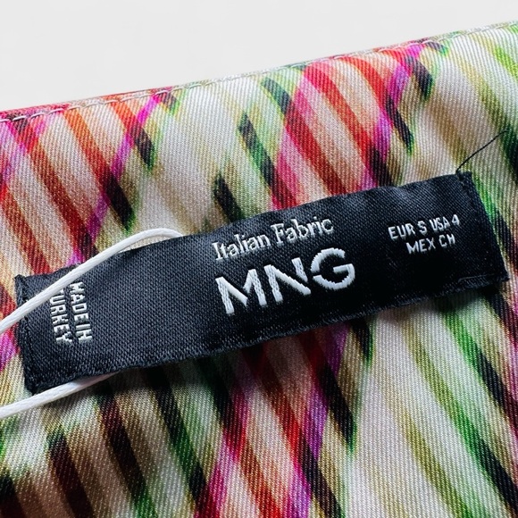 Mango MNG Satin Midi Dress Women’s Size 4 Asymmetrical Wave Italian Fabric NWT - Picture 7 of 16